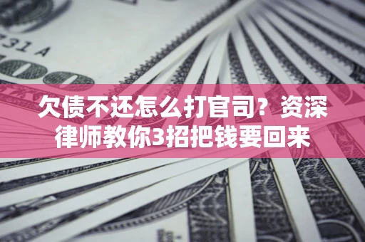 武汉欠债不还怎么打官司？资深律师教你3招把钱要回来
